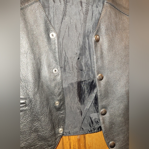 Wilson Leather Vest XXL Vintage Harley Davidson Patch Embossed - Picture 3 of 7